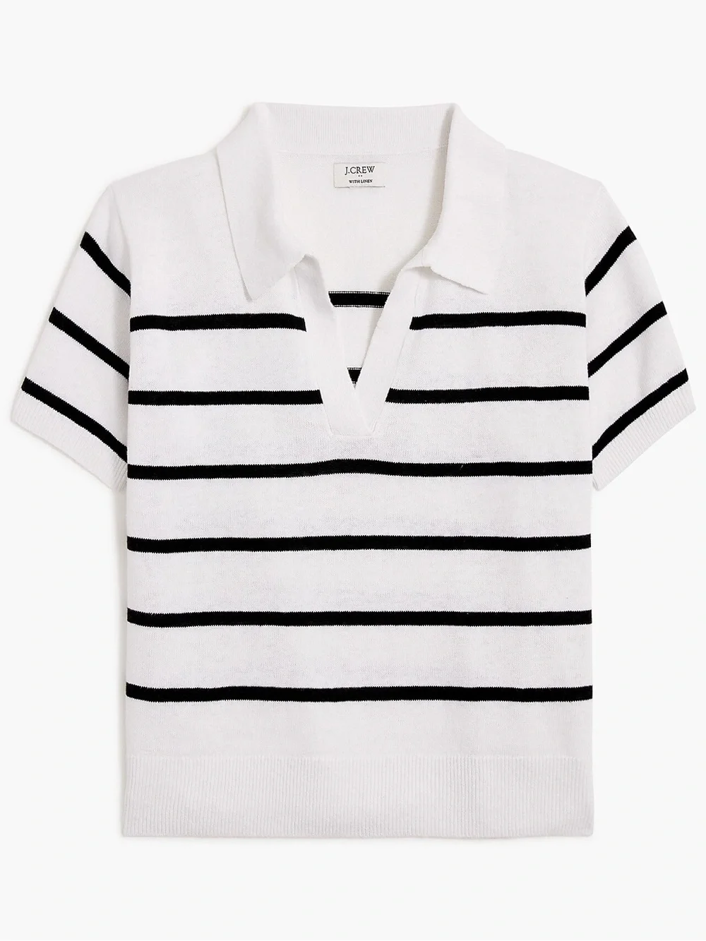 J. Crew White Short Sleeve Polo with Black Stripes